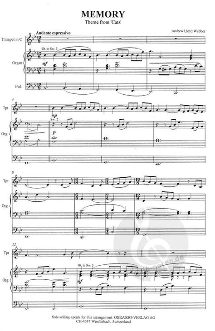 Download Andrew Lloyd Webber Memory Piano Sheet Music PDF