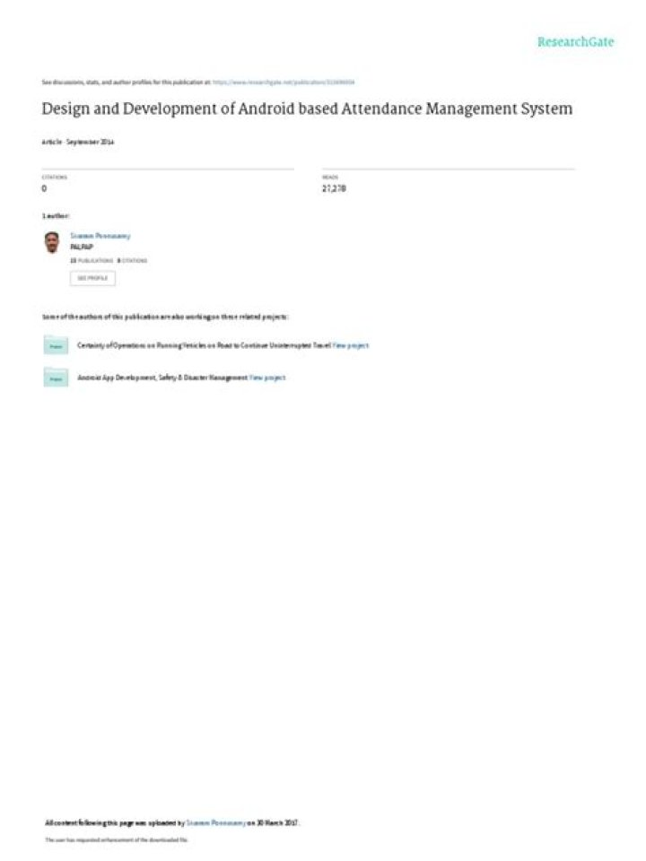 Android-Based Attendance Management System PDF for Schools