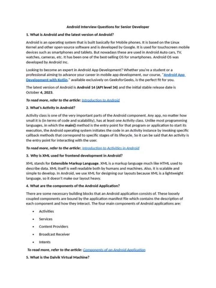 Top Android Interview Questions for Senior Developers PDF