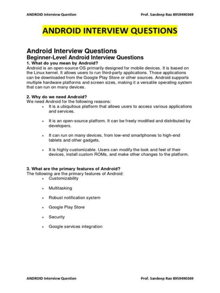 Top Android Interview Questions PDF: Master Job Readiness