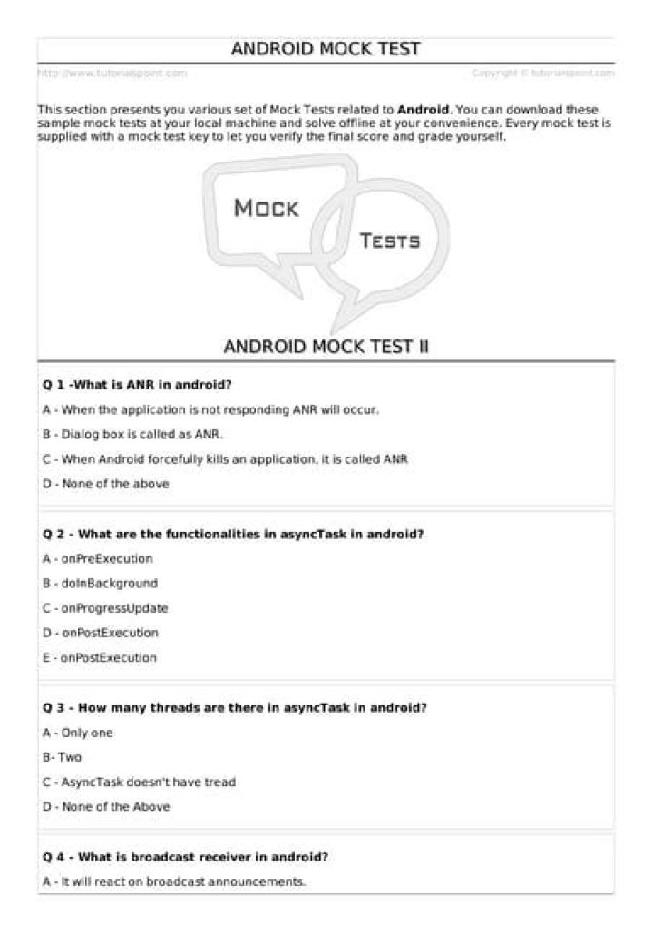 Android Mock Test PDF: Simplify Testing with Instant Downloads