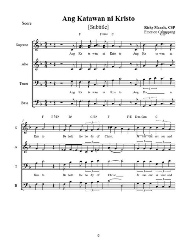 Ang Katawan ni Kristo Sheet Music PDF – Free Download