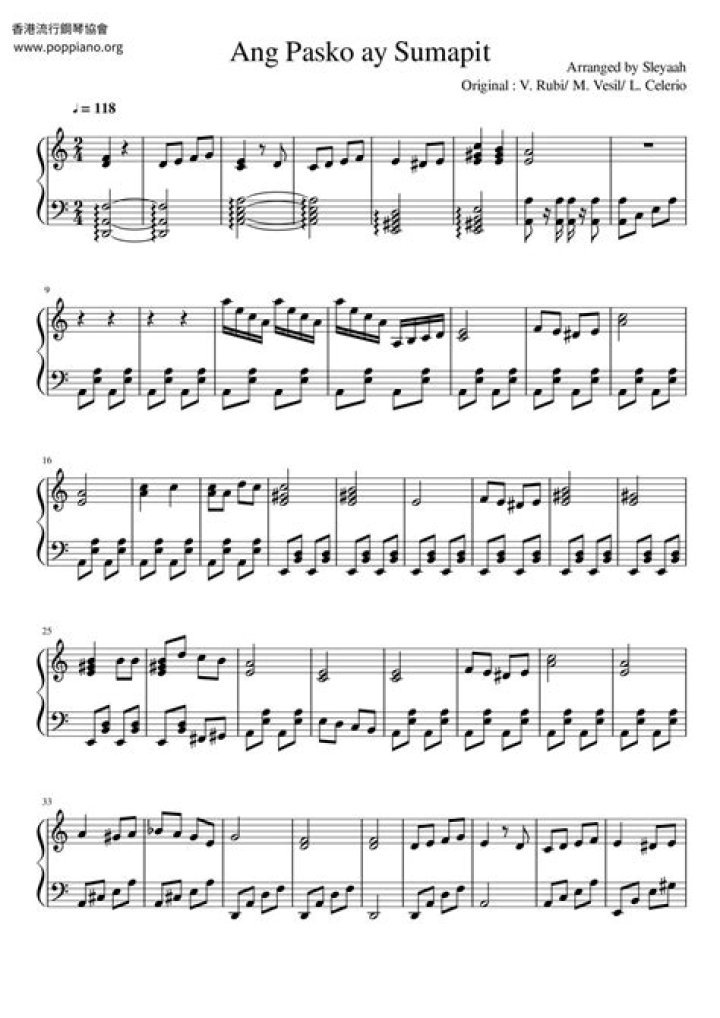 Ang Pasko Ay Sumapit: Free Sheet Music PDF for Holiday Singing