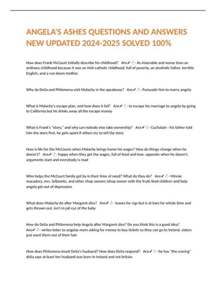 Angela's Ashes: Questions & Answers PDF – Expert Answers Revealed