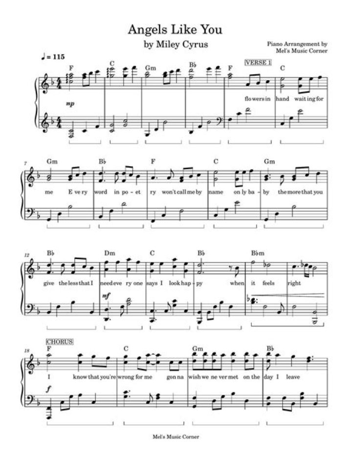 Angels Like You Piano Sheet Music PDF – Download Now