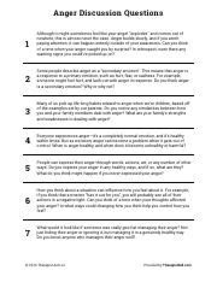 Anger Discussion Questions PDF: Explore & Reflect on Emotional Triggers