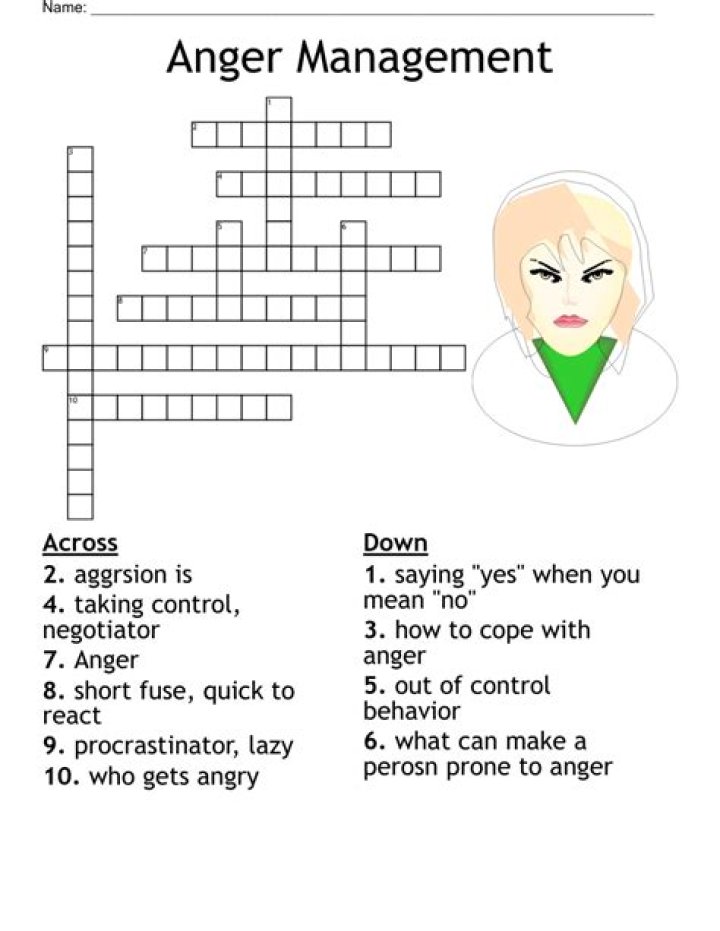 Anger Management Crossword PDF for Instant Practice