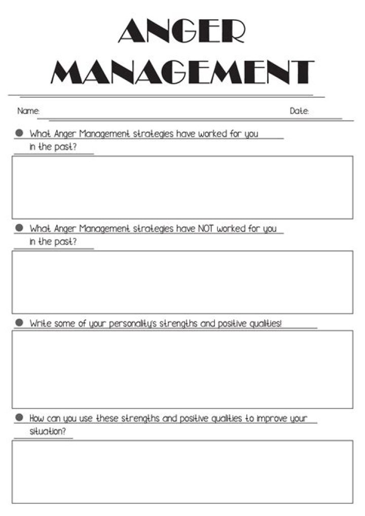 Anger Management Worksheets for Adults PDF – Download Free Printable PDFs