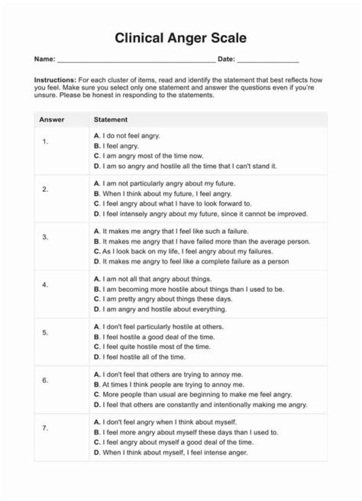 Anger Test PDF: Measure Your Anger Levels Today