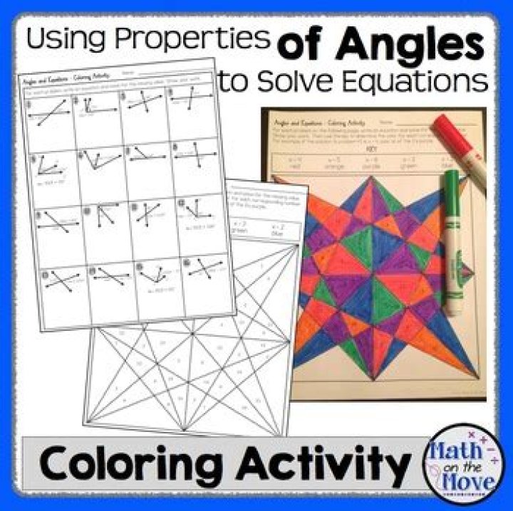Angles and Equations Coloring Activity Answer Key PDF – Instant Download