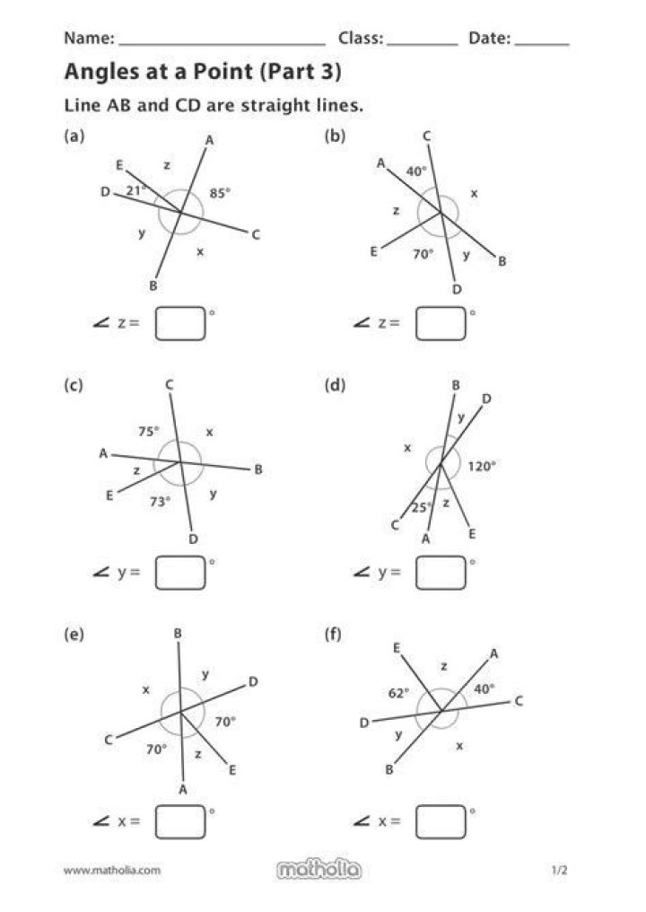 Angles at a Point Worksheet PDF – Practice Geometry Problems