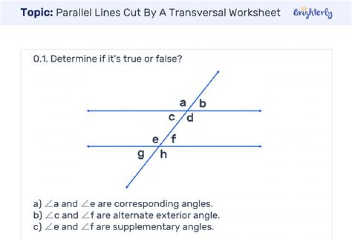 Free Angles Formed by Parallel Lines & Transversals Worksheet PDF for Practice
