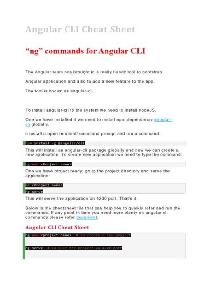 Angular CLI Cheat Sheet PDF: Quick Reference for Developers