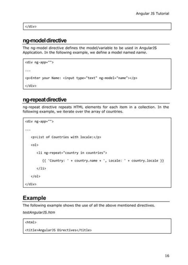 AngularJS Directives List PDF: Complete Reference Guide