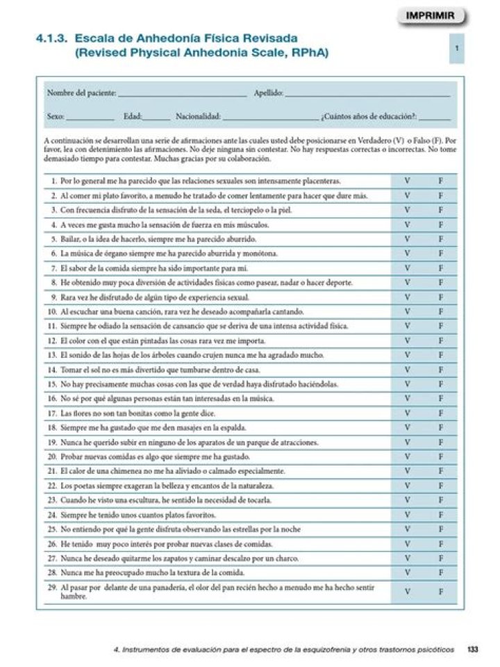 Anhedonia Test PDF: Self-Assessment & Clinical Screening Tool
