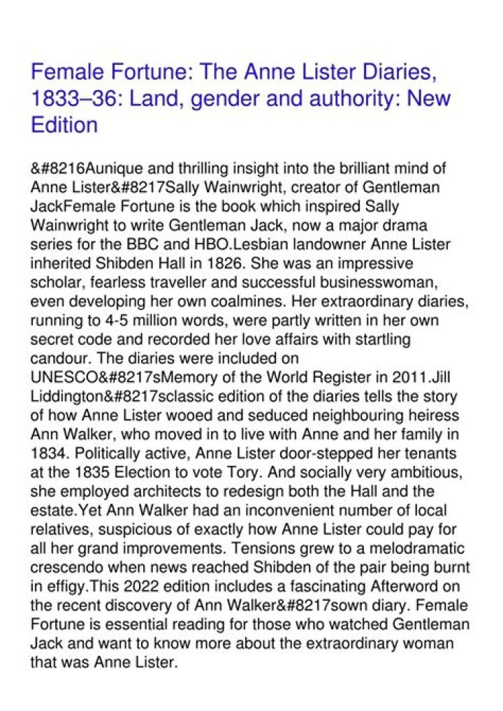 Anne Lister Diaries Translated PDF – Full Translation Now Available