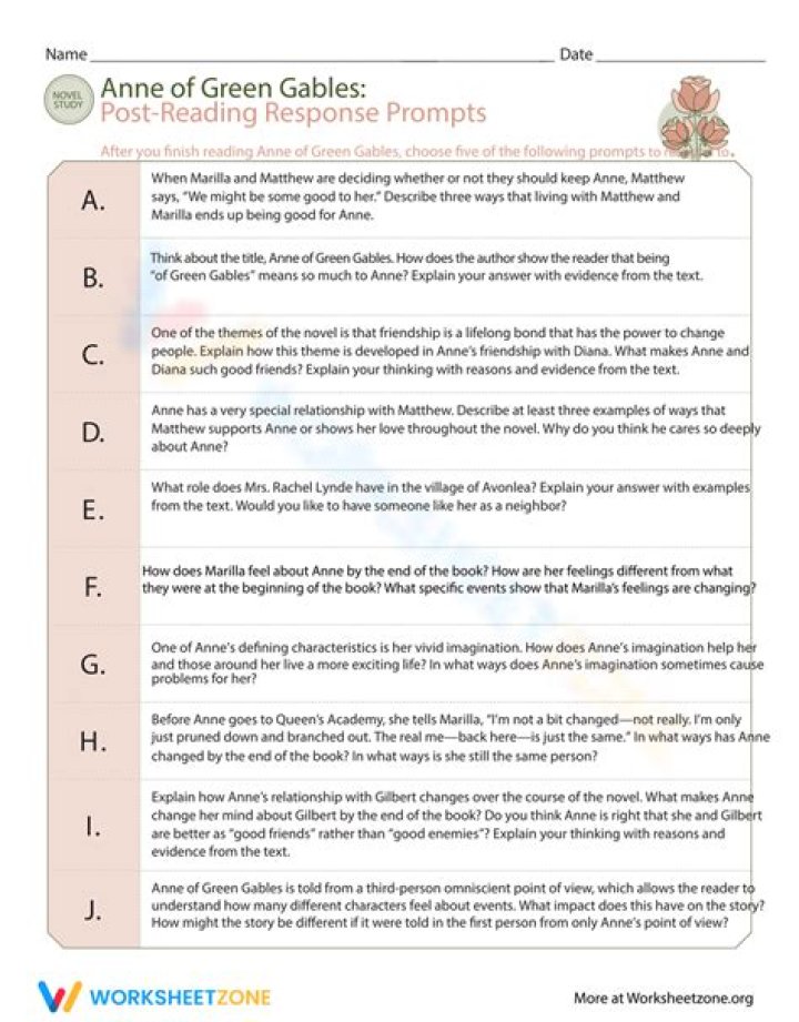 Anne of Green Gables Exam Questions PDF: Study Guide & Answers