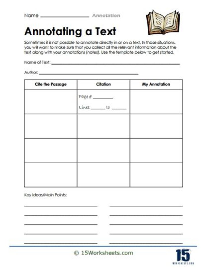 Annotating Text Worksheet PDF for Classroom Use