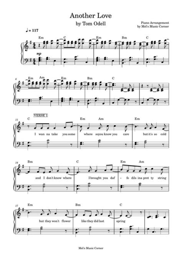 Free Love Piano Sheet Music PDF – Another Love Sheet Music