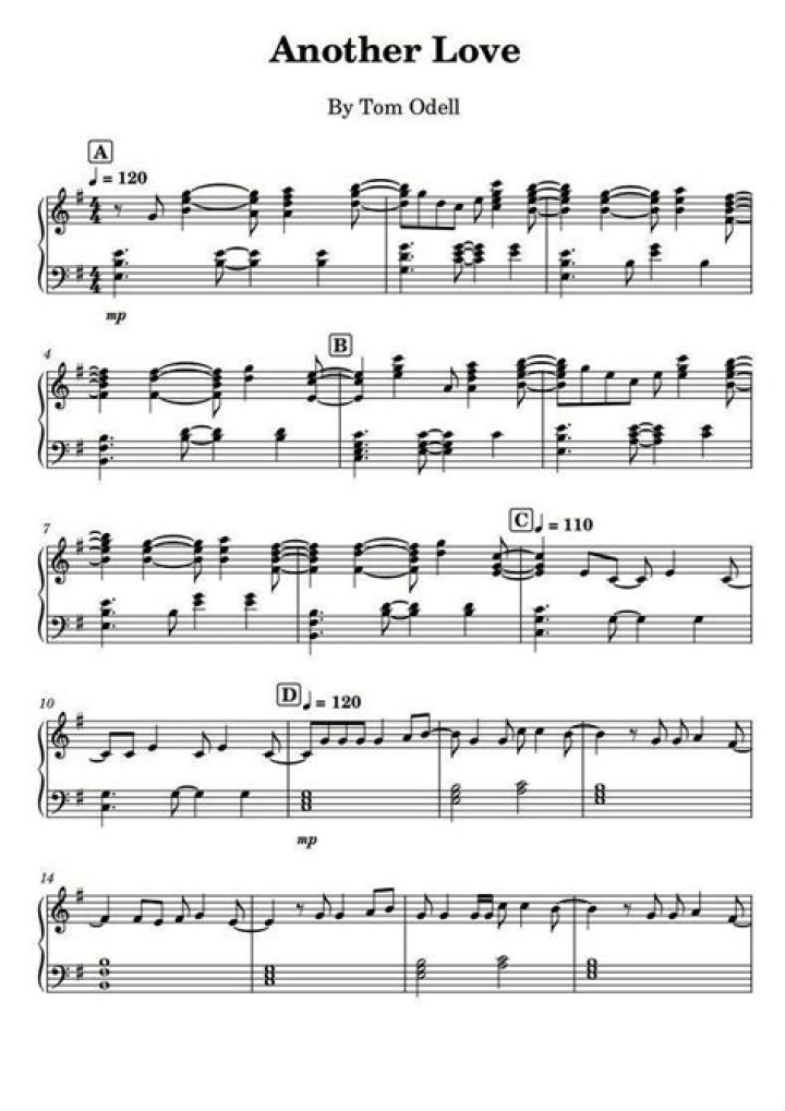 Another Love Piano Sheet Music PDF – Instant Download