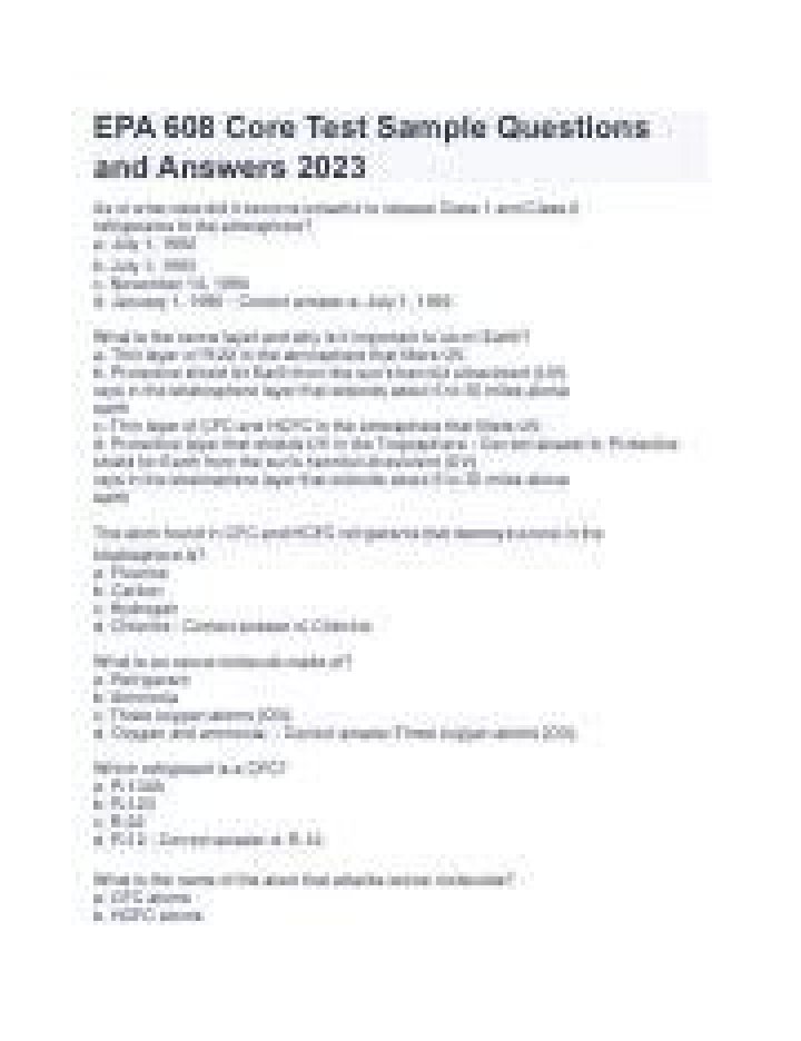 EPA 608 Test Answer Key & PDF Answers for Compliance