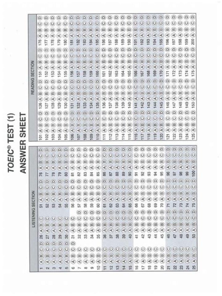 Download Free Answer Sheet for TOEIC PDF