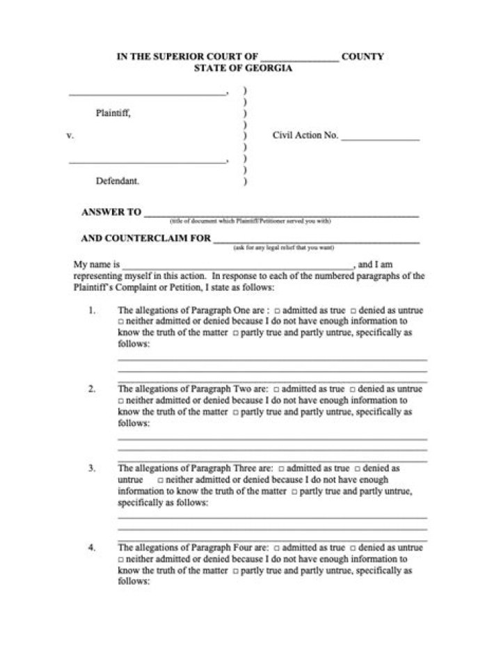 How to Get the Official Answer to Complaint PDF in Georgia