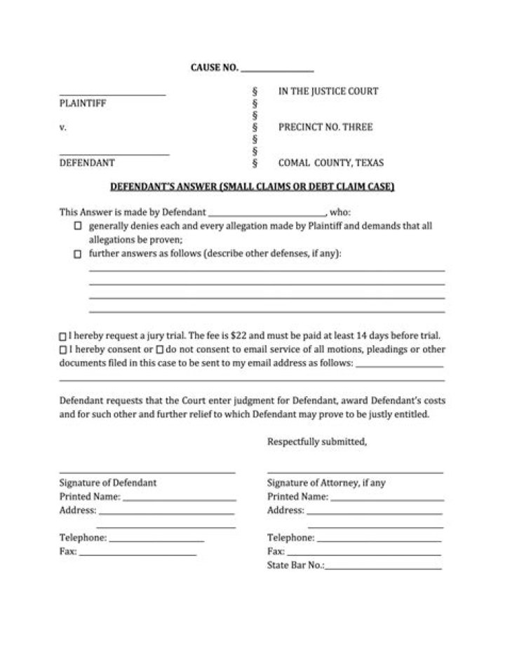 Debt Collection Lawsuit Answer Texas: Free PDF Example & Legal Guidance
