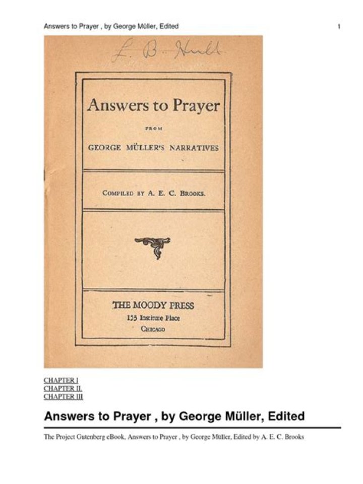 Answers to Prayer: George Muller’s Powerful Testimonies in PDF