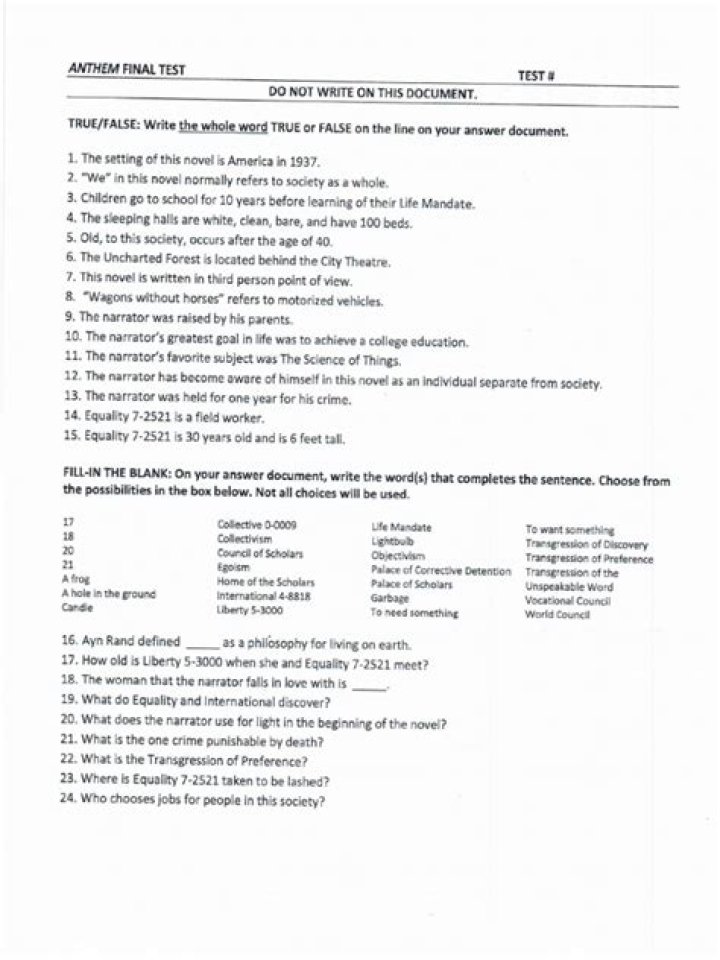 Anthem Test PDF Download – Official Official Anthem Sample