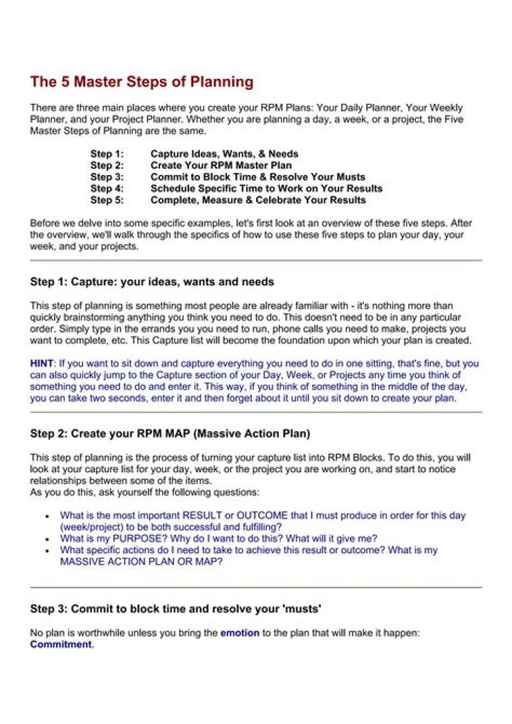 Anthony Robbins Rapid Planning Method: Master Your Time & Goals Fast