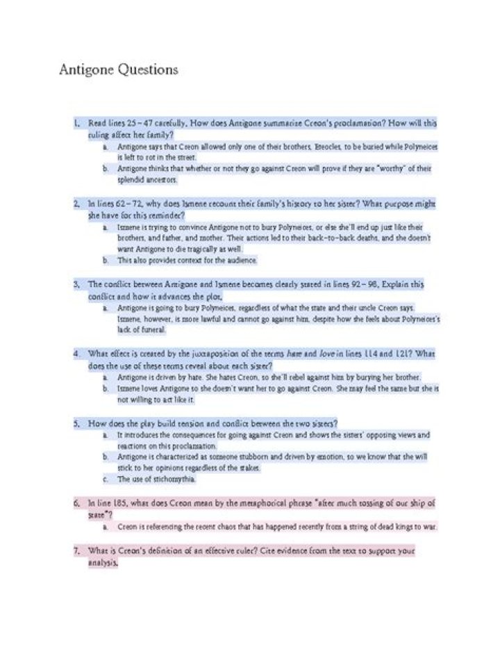 Antigone Questions & Answers PDF: Essential Study Guide