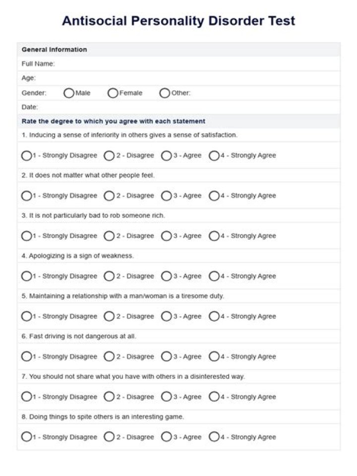 Antisocial Personality Disorder Test PDF: Accurate Screening & Diagnosis
