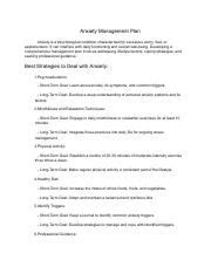 Anxiety Management Plan PDF: Proven Strategies to Reduce Stress