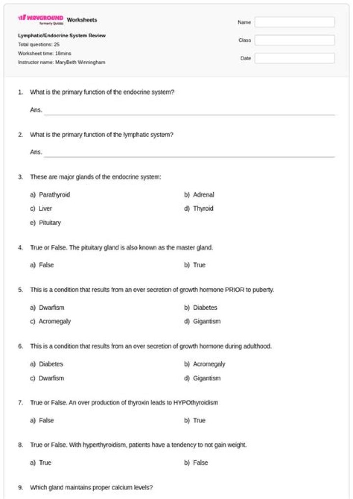 AP Biology Endocrine System Test PDF for Study Success