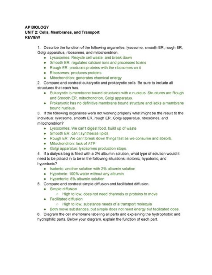 AP Biology Unit 2 Test: Multiple Choice PDF Practice Exam