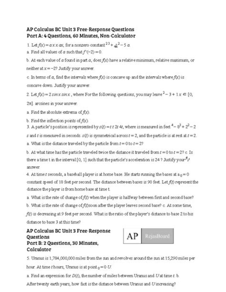 AP Calc AB Unit 5 Test PDF – Practice Exam & Answers