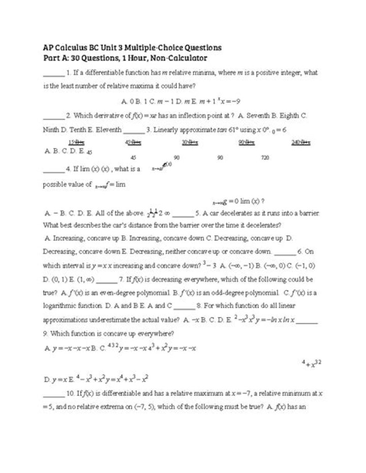 AP Calculus BC 2018 Multiple Choice Test Filetype PDF Download