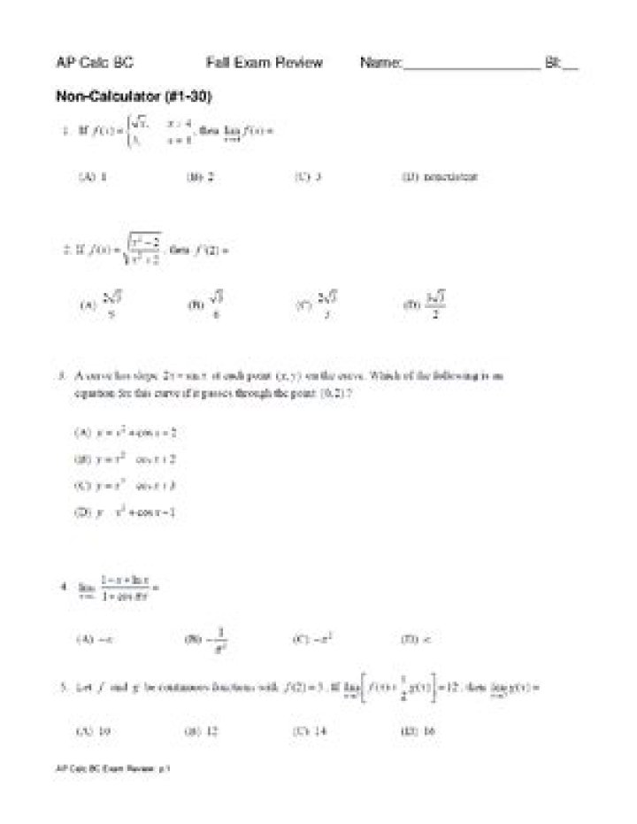 AP Calculus AB 2016 Test PDF – Official Practice Exam