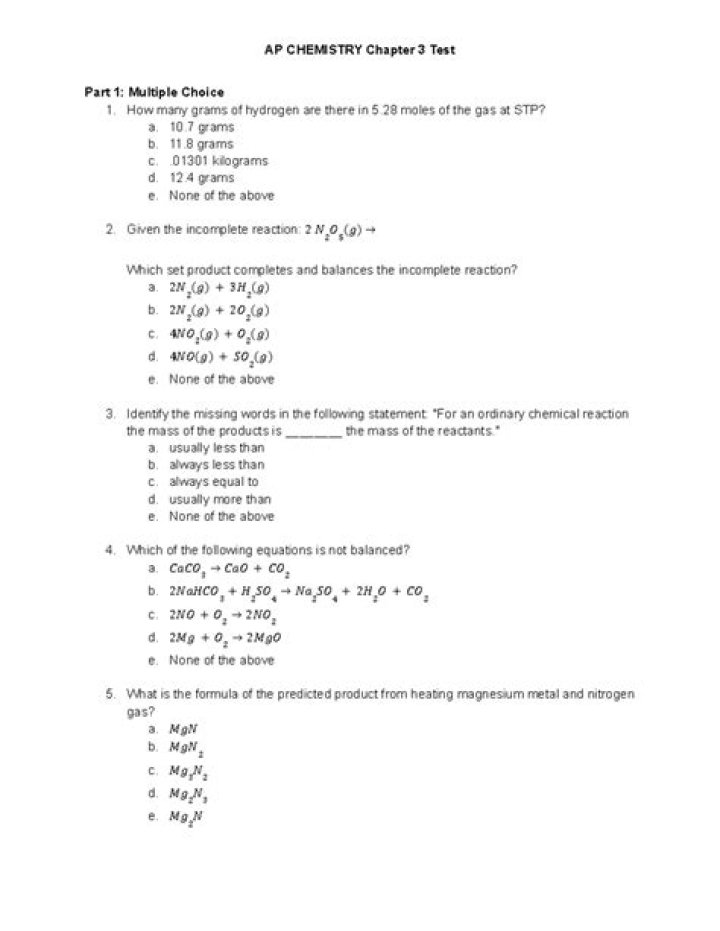 AP Chemistry Chapter 2 Test PDF – Practice & Review