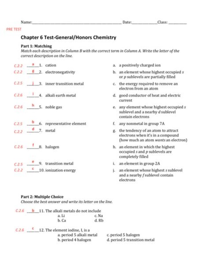 AP Chemistry Chapter 6 Test PDF – Practice Questions & Answers