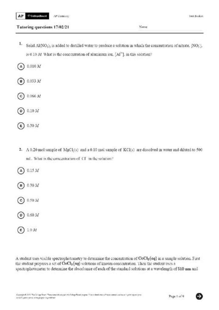 AP Chemistry Unit 2 Practice Test PDF – Master Exam Readiness