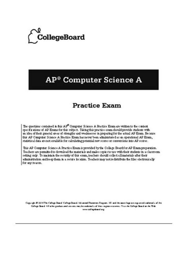 AP Computer Science Practice Test PDF with Alvead Format