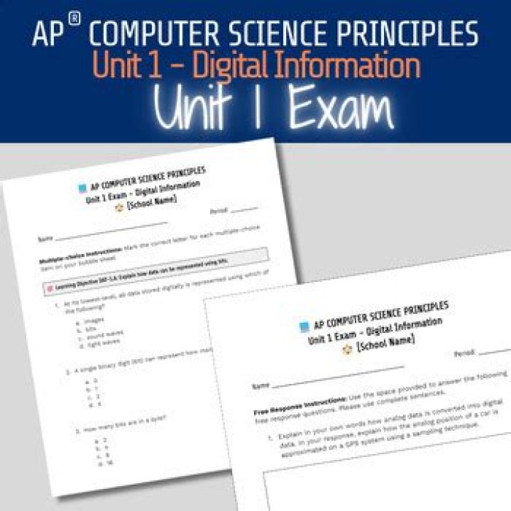 AP Computer Science Principles Unit 1 Test PDF – Practice Exam & Answers