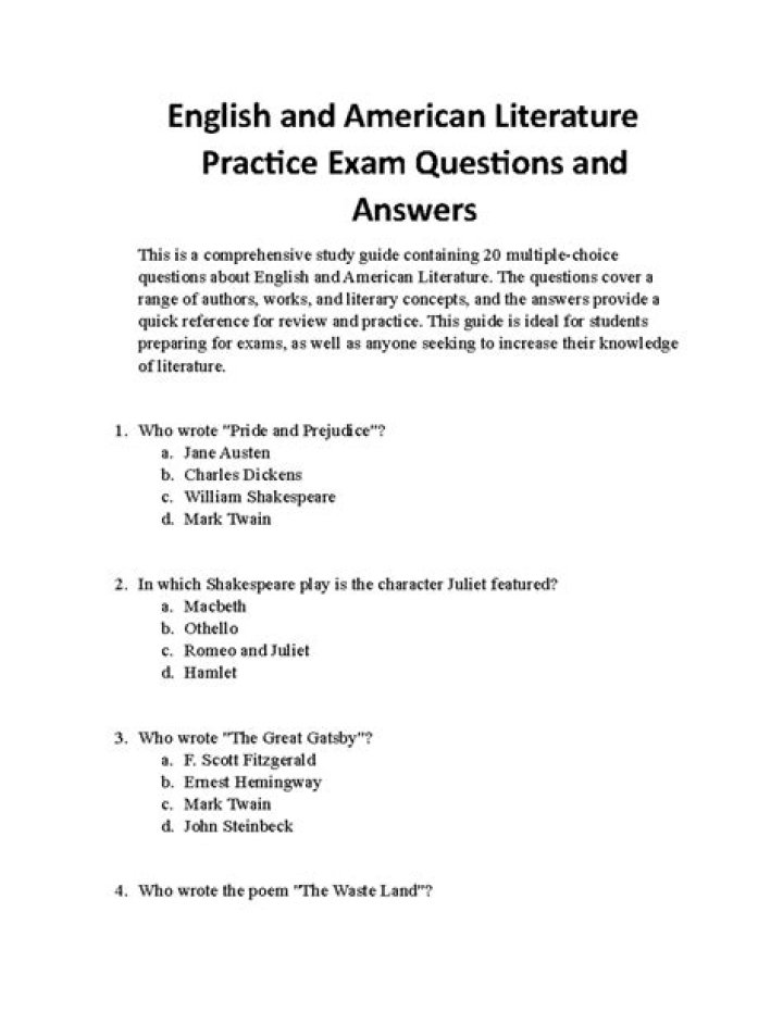AP English Literature Practice Test with Answers and Explanations PDF