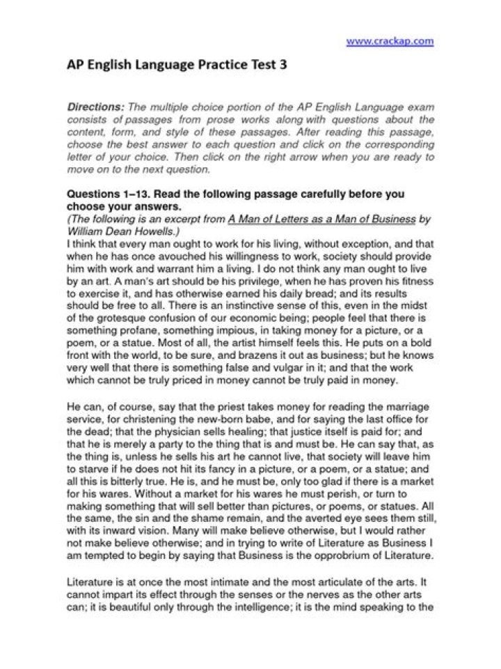 AP English Practice Test PDF: Free Download for Exam Success