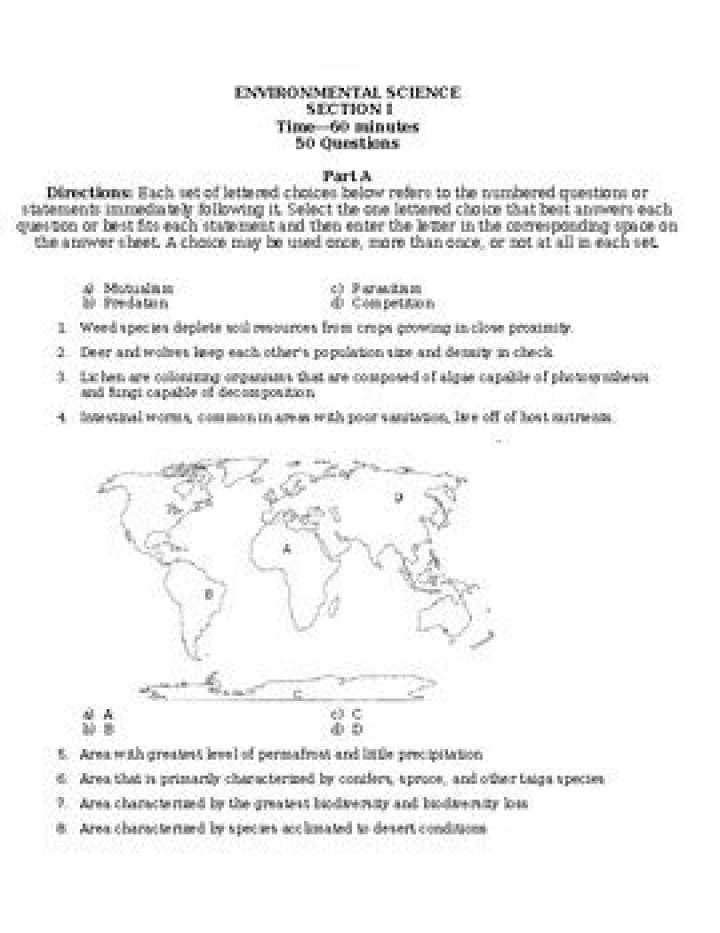 AP Environmental Science Unit 1 Test PDF - Practice Exam & Study Guide