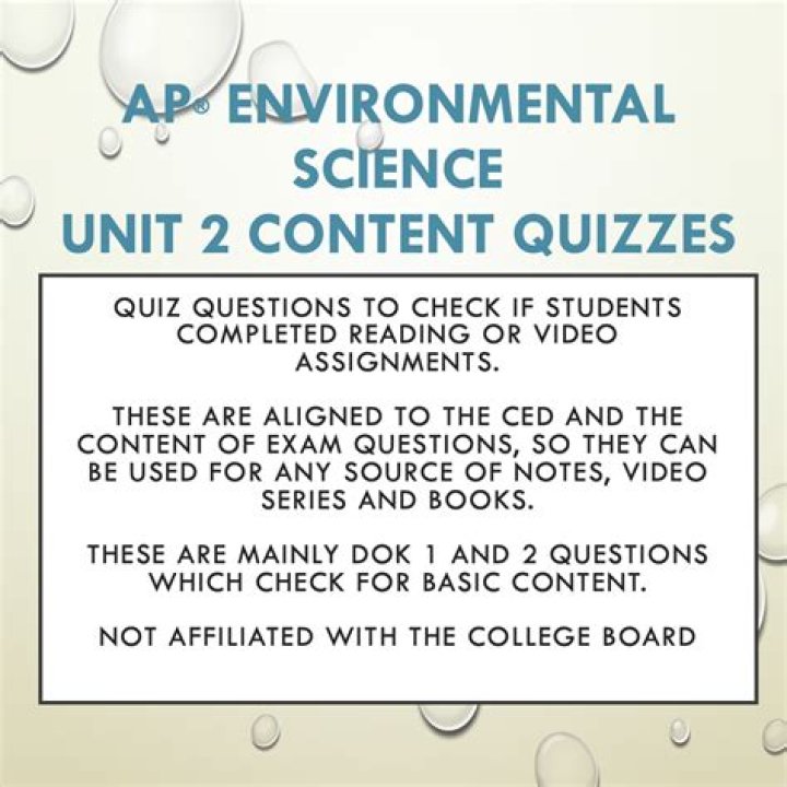 AP Environmental Science Unit 2 Test PDF with Answers