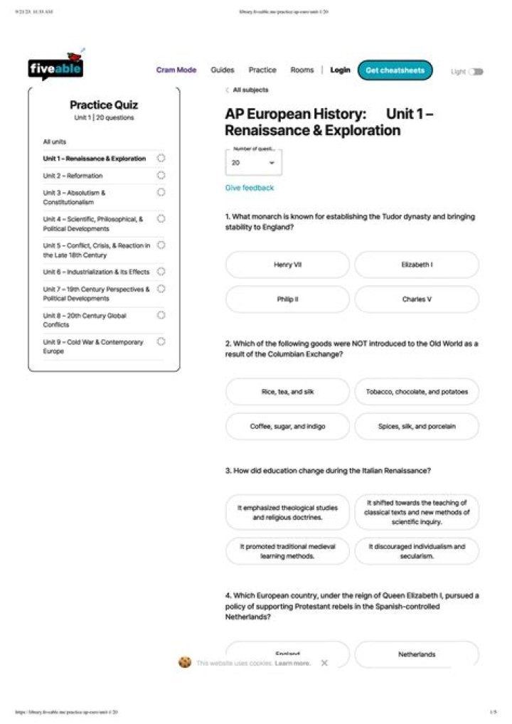 AP Euro Unit 1 Test PDF – Practice Exam & Answers