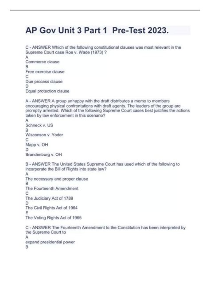 AP Gov Unit 2 Practice Test PDF for Success